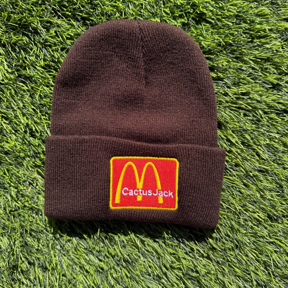 McDonald x Travis Scott cactus jack logo design beanie hat brown one size fit